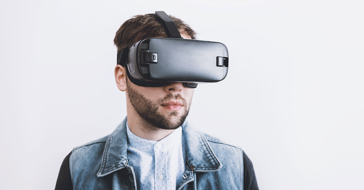 Person with virtual reality headset