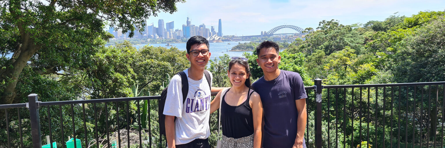 Research students wtih Sydney Harbour in background