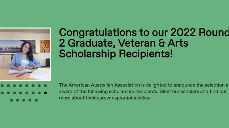 Banner of American Australian Association Graduate Scholarship Recongition for Emily Nabong.